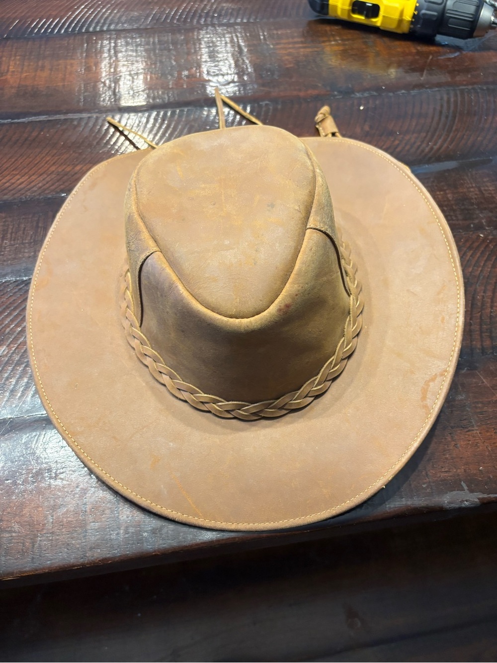 Minnetonka Leather Outback Cowboy Hat Braided Unisex Medium Western